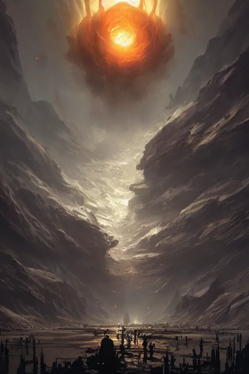 Image similar to eldritch god looking at earth, larger than earth, huge, towering, gigantic, high octane, 8 k, digital art, magic the gathering, mtg, by greg rutkowski, trending on artstation