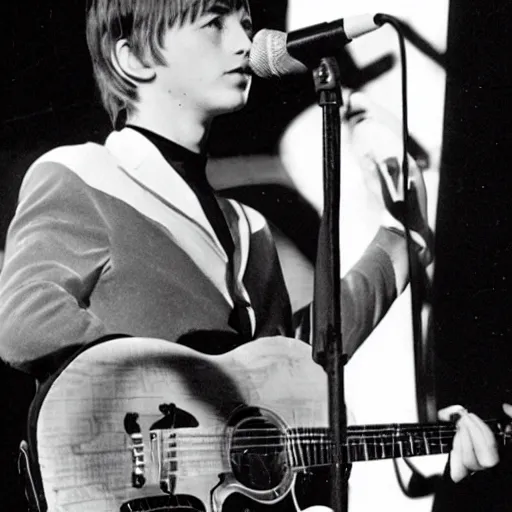 Prompt: a young paul weller on stage