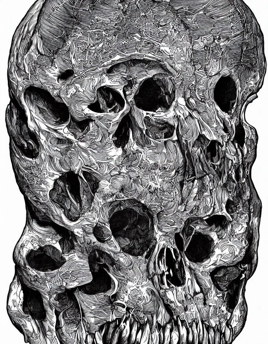 Prompt: a detailed anatomical illustration of a cat skull, highly detailed, silk screen print 4K,