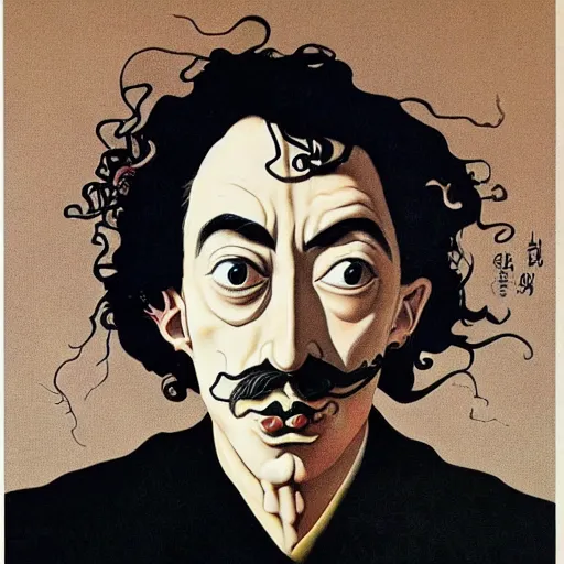 Image similar to portrait of Salvador Dali in the style of Takato Yamamoto