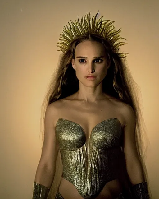 Prompt: natalie portman as medusa, weta hyperrealism cinematic lighting and composition, vibrant