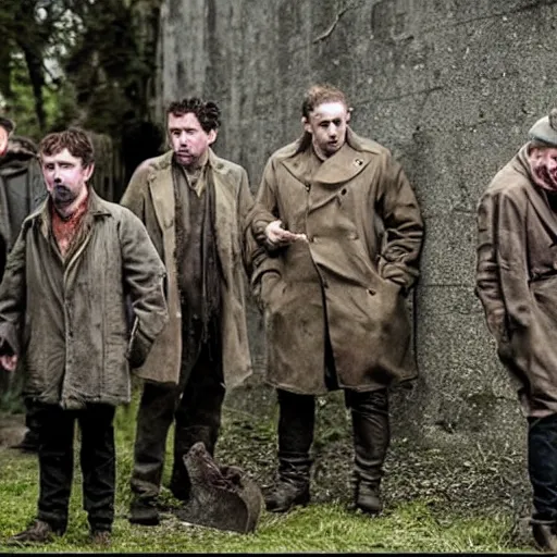 Prompt: the creature is a fascinating look at the lives of a group of irish men who are captured by local fascists and beheaded with an axe