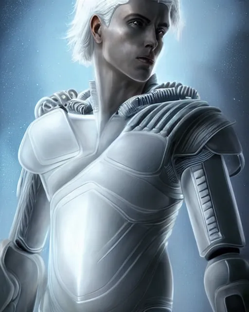 Prompt: perfect white haired egyptian male god, brute, fantasy nanosuit powered exosuit neon skin armor, beautiful, symmetric, dreamy, half african, ancient, charlize theron, detailed, scifi platform, laboratory, experiment, 4 k, ultra realistic, epic lighting, android body, illuminated, cinematic, masterpiece, art by akihito tsukushi, voidstar