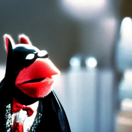 Prompt: A film still of Batman, from The Muppets