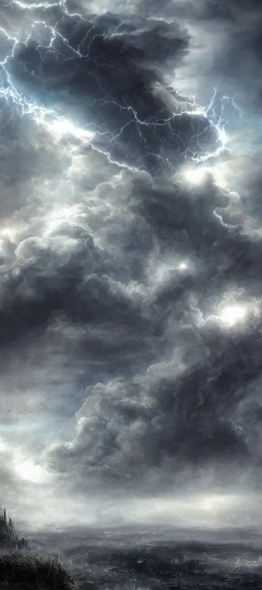 Image similar to Luis royo background sky realistic stormcloud with glimpses of flares