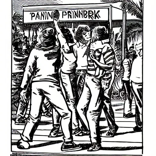 Image similar to robert crumb comic about pembroke pines flanagan high school students partying accurate eyes high detail