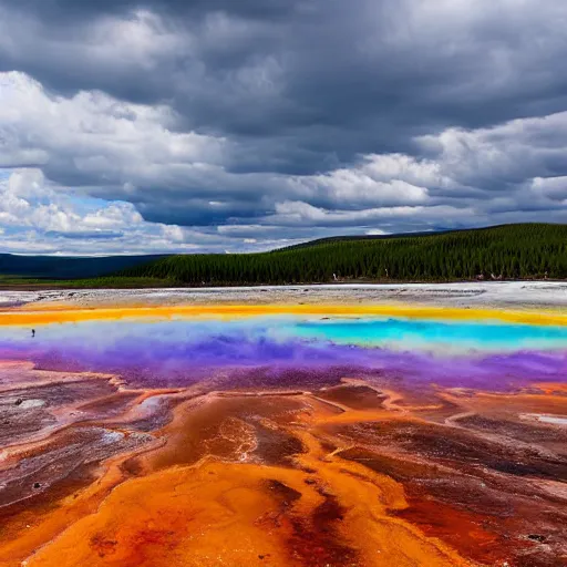 Prompt: Dover Castle in the Grand Prismatic Spring, Yellowstone