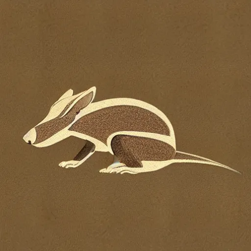 Image similar to logo of a jerboa in a minimalist style, sand color, beige and brown