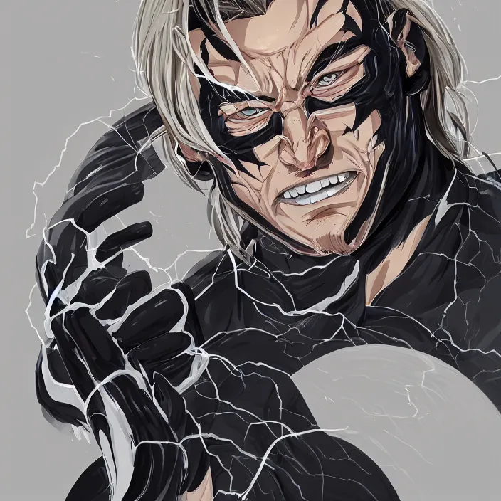 Image similar to portrait of eddie brock, anime fantasy illustration by tomoyuki yamasaki, kyoto studio, madhouse, ufotable, symmetrical face, trending on artstation