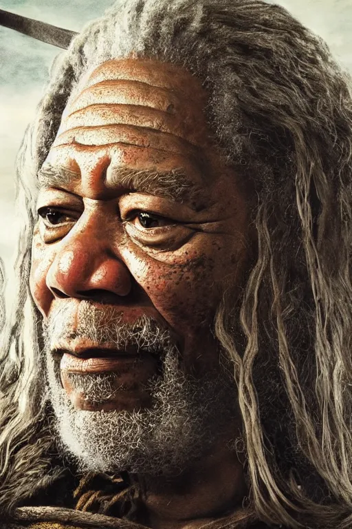 Prompt: morgan freeman starring as gimli in lord of the rings, full body, oil on canvas, intricate, 8 k highly professionally detailed, hdr, cgsociety