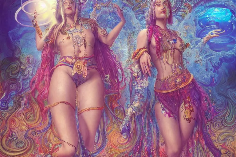 Image similar to a centered full body render of alluring goddess festival hippies with retro futuristic adornments surrounded by a underwater ink pour and flowing liquid galium and sacred geometry, perfect face, powerful, cinematic, beautifully lit, by artgerm, by karol bak, by donato giancola, 3 d, trending on artstation, octane render, 8 k