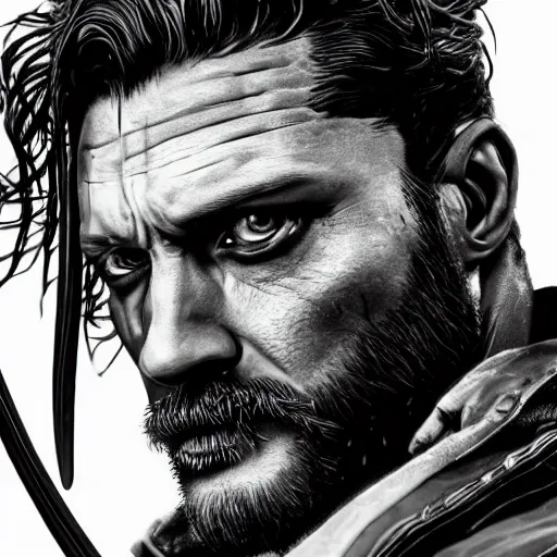 Image similar to Tom Hardy as wolverine 4K quality Photorealism