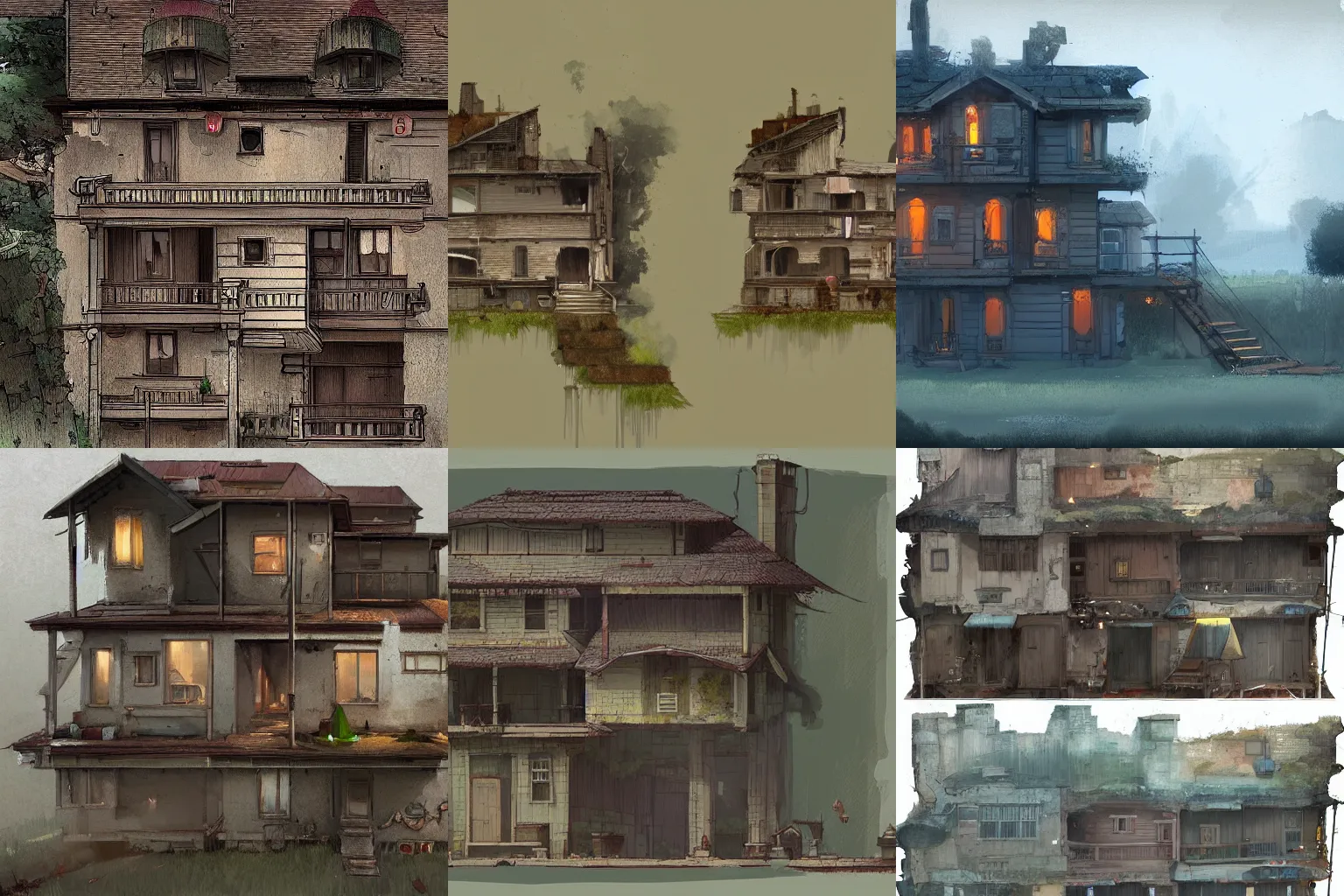 Prompt: 2 d game art sidescroller internals of a house, by greg rutkowski