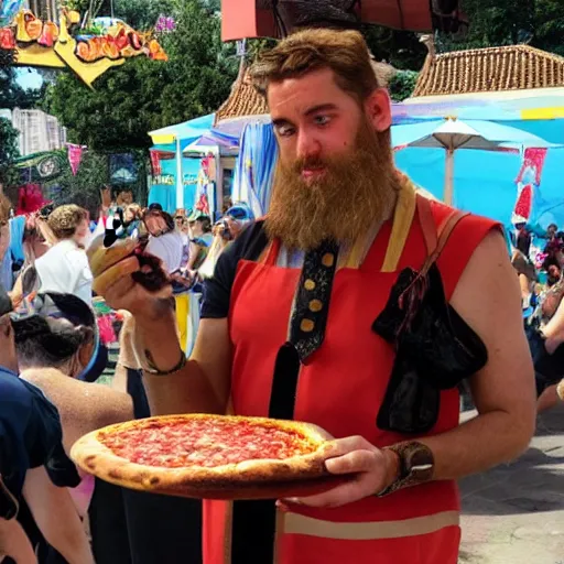 Prompt: god eating a pizza in tomorrowland