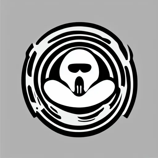 Prompt: slick minimalist line logo of a ghost holding a sniper rifle