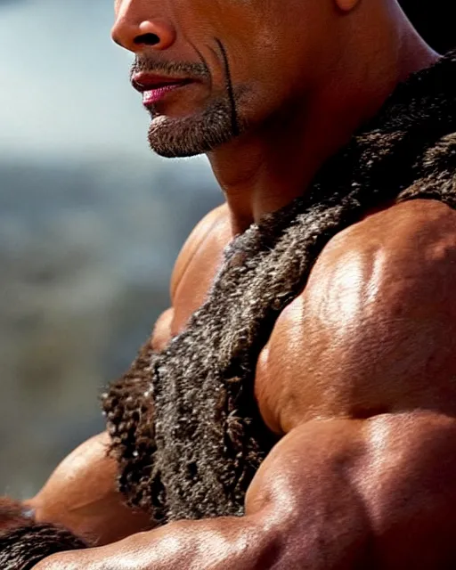 Image similar to film still close up shot of dwayne johnson as maximus from the movie gladiator. photographic, photography