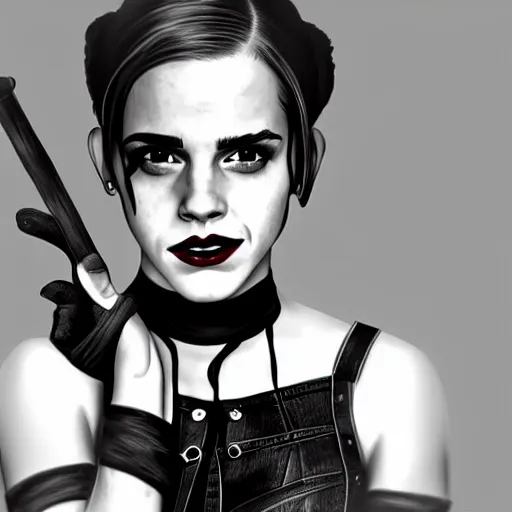 Image similar to emma watson harley quinn digital art