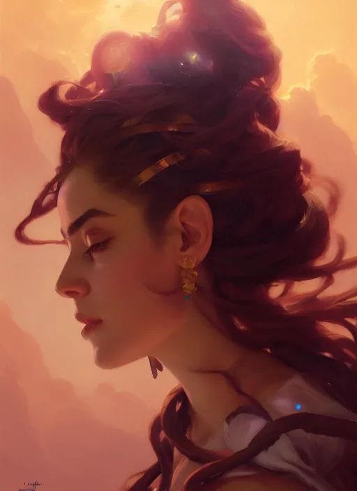 Image similar to side portrait, maya ali, wind sorcerer, gloomhaven, organic painting, hard edges, luminescent, octane render, by greg manchess, huang guangjian, gil elvgren, sachin teng, greg rutkowski, jesper ejsing, rhads, ilya kuvshinov, cushart krenz