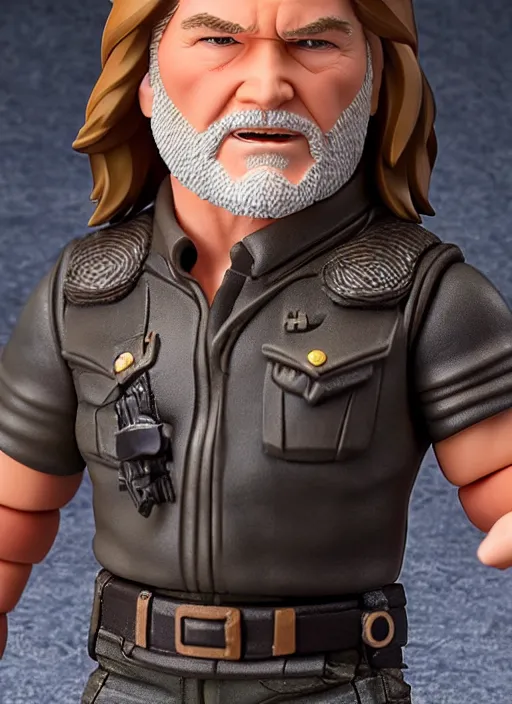 Image similar to kurt russel, a nendoroid of kurt russel figurine, john carpenters the thing, realistic face, detailed product photo