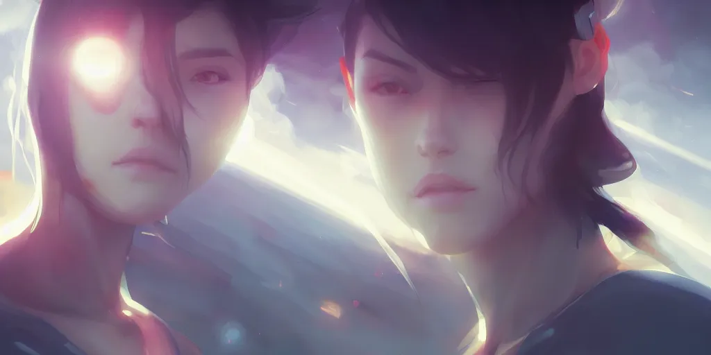 Image similar to Young woman, somber white eyes, long, gentle lighting, piloting a small space shuttle, futuristic, dim lighting, digital art by Makoto Shinkai ilya kuvshinov and Wojtek Fus, digital art, concept art,