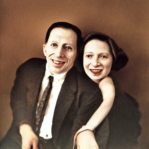 Image similar to Couple photographed by Andre Kertesz, kodak 5247 stock, color photograph