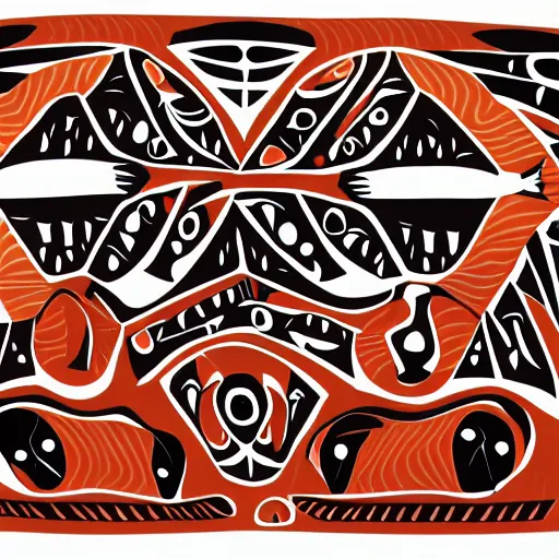 Image similar to salmon in Haida Tlingit art style