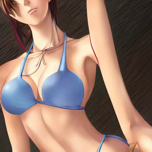 Prompt: beautiful anime woman, photo realistic, futuristic, in a bikini