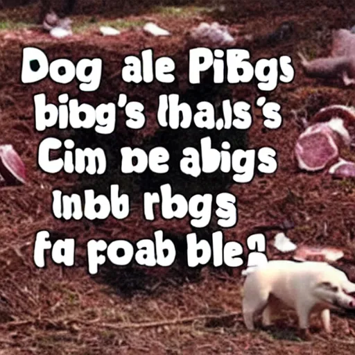 Prompt: dogs eat bones and pigs eat cabbages