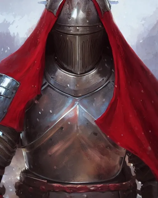 Image similar to A medieval knight wearing bronze plate armor and a red cloak, by Stanley Artgerm Lau, WLOP, Rossdraws, James Jean, Andrei Riabovitchev, Marc Simonetti, and Sakimichan, tranding on artstation