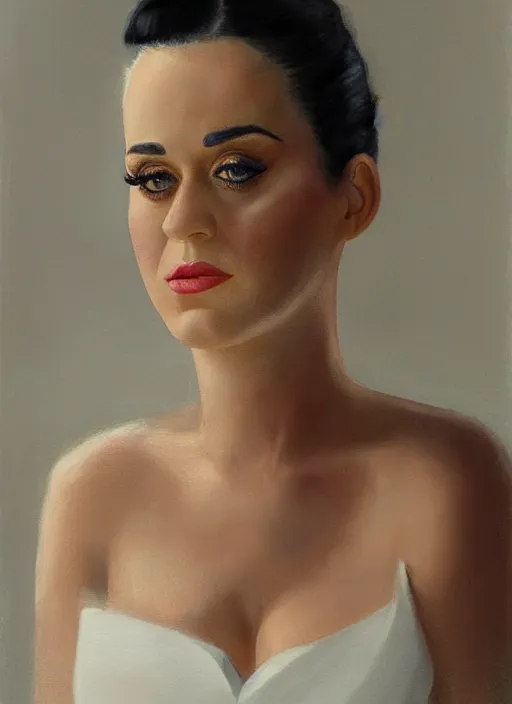 Image similar to cinematic portrait of pregnant katy perry in a white dress, intricate, elegant, by alyssa monks, highly detailed, smooth, sharp focus symmetrical face, fine details, masterpiece, trending on artstation