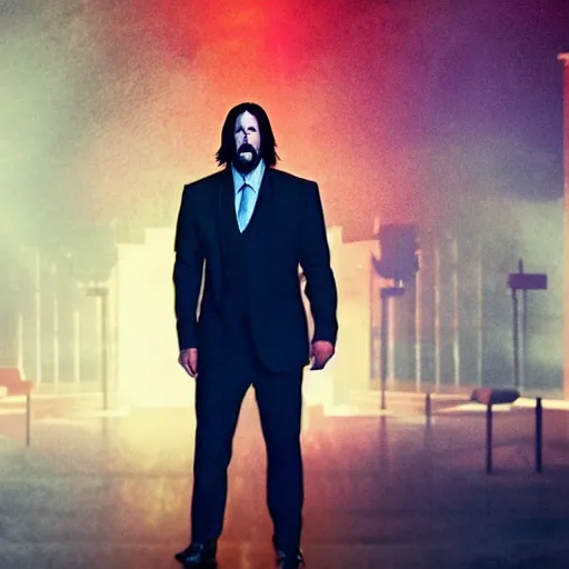 Prompt: cinematic still of John Wick speaking at a megachurch in John Wick (2009). Joel Osteen ministries. dynamic lighting. shallow depth of field, cinematic