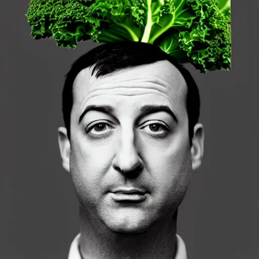 Image similar to tony hale double exposure head of kale