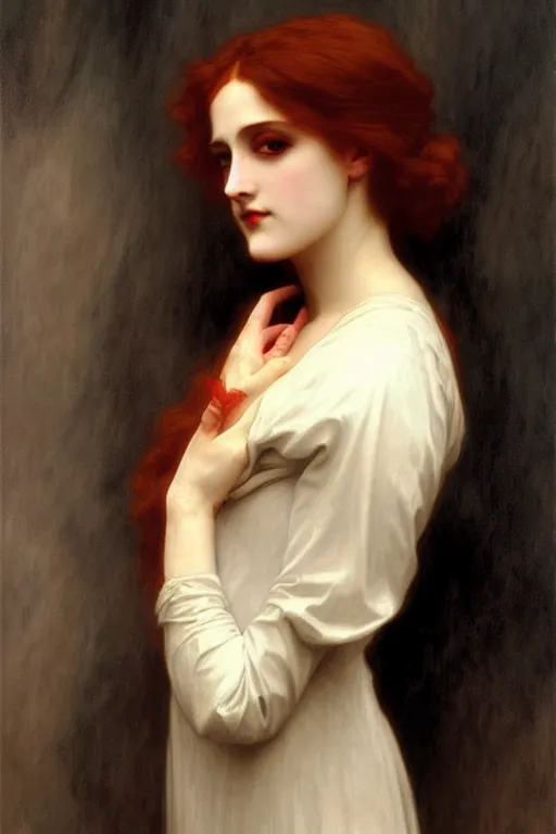 Image similar to edwardian vampire, painting by rossetti bouguereau, detailed art, artstation