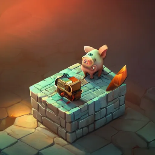 Prompt: Isometric 3D Fantasy Cute and adorable pig spacecraft, Smooth 3D Illustration, soft render, Servando Lupini, Daniil Kudriavtsev, handpaint texture, Blender, 3DCoat H 648