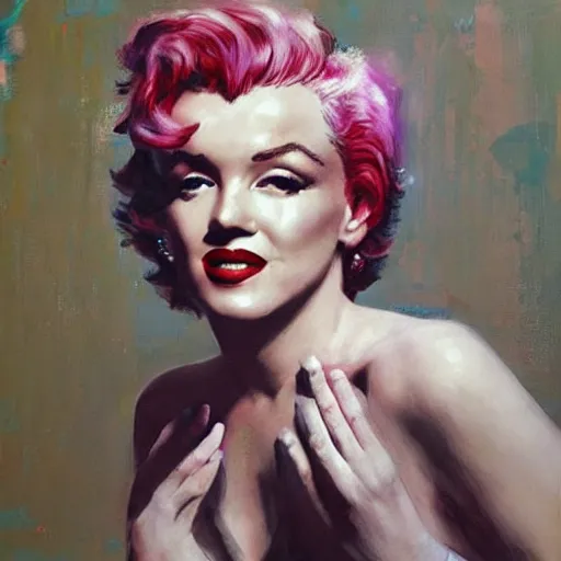 Prompt: marilyn monroe, flowers, by artist ruan jia