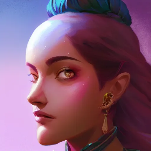 Image similar to portrait of beautiful woman, maya ali mage, gloomhaven, dynamic lighting, gaudy colors, octane render aesthetic, matte painting concept art, official fanart behance hd artstation by jesper ejsing, by rhads and makoto shinkai and lois van baarle and ilya kuvshinov and rossdraws