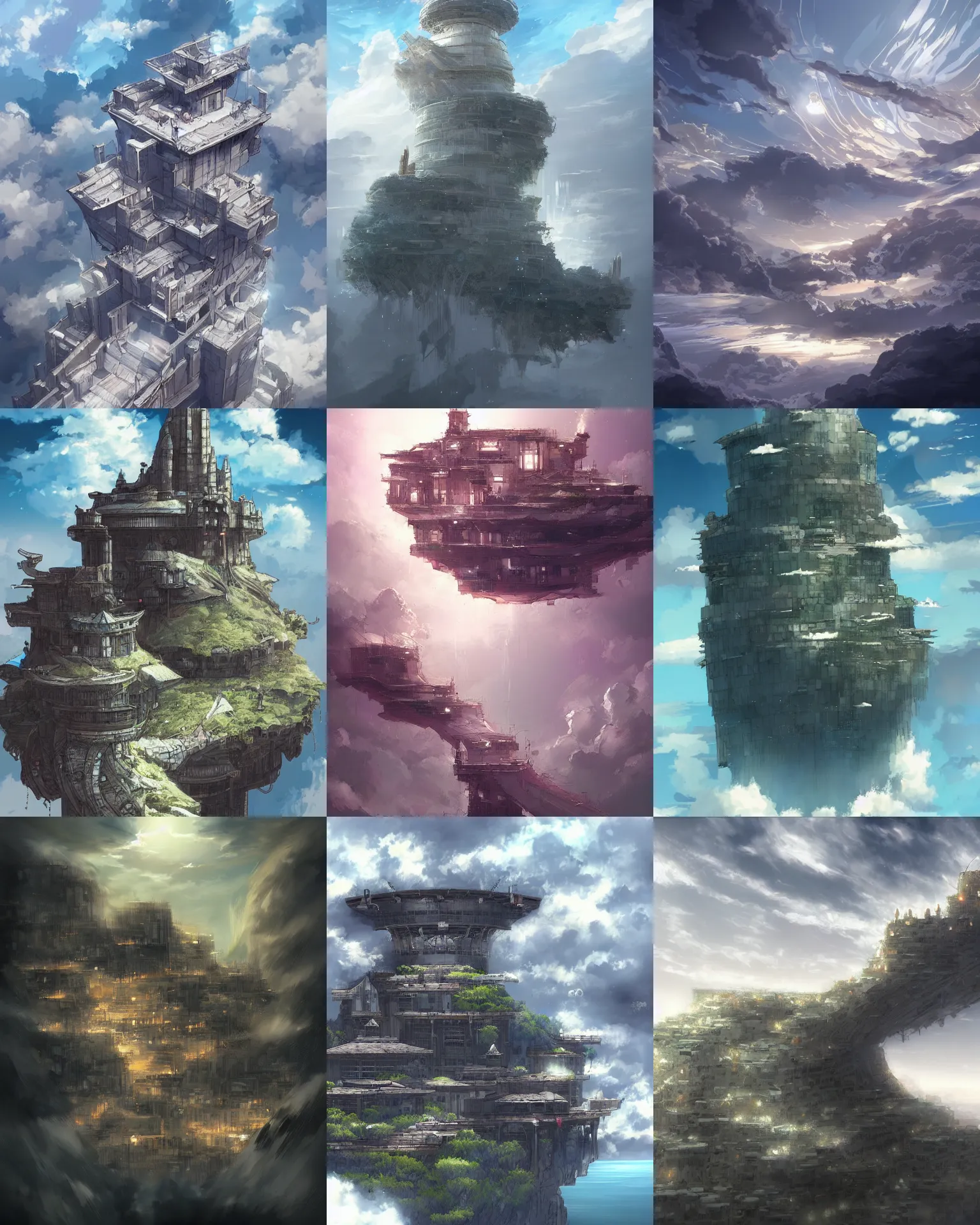 Prompt: an epic digital art of a sky castle, artwork by shinkai, makoto, trending on artstation