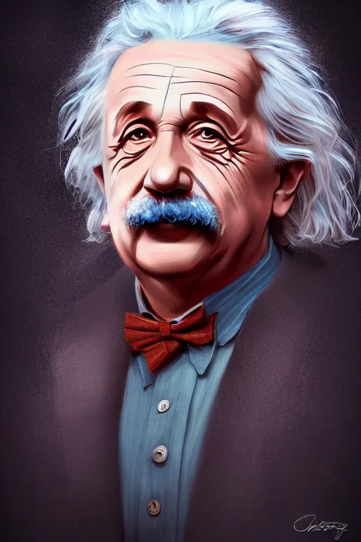 Prompt: intricate color portrait of albert einstein in the style of charlie bowater, 8 k octane beautifully detailed render