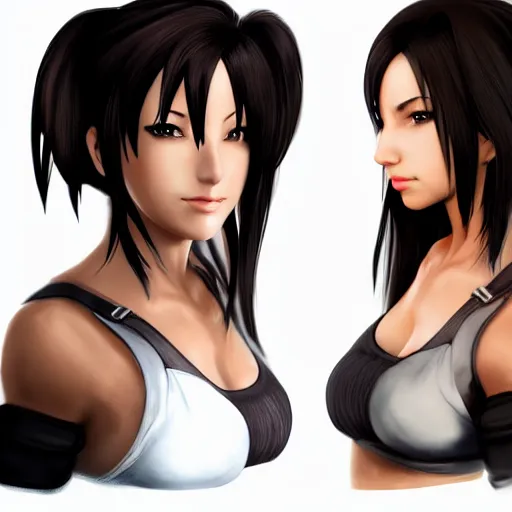 Prompt: face and body shot of tifa lockhart, concept art trending on artstation