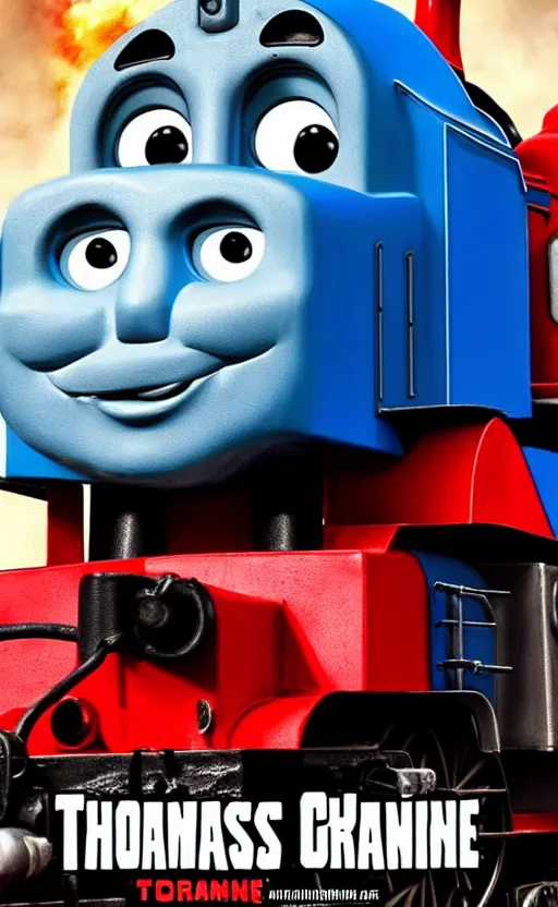 Image similar to thomas the tank engine vs. optimus prime : big revenge : coming soon to theaters, epic cinematic poster, post - apocalypse, demolition, dark, dramatic, real life, realistic, photo, photorealistic, detailed, high quality, high resolution, 8 k, hdr, 4 k