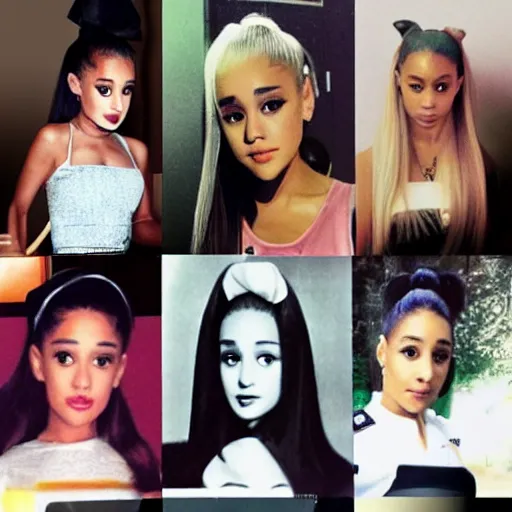 Prompt: a police lineup of Ariana Tall, Ariana Grande, and Ariana Venti