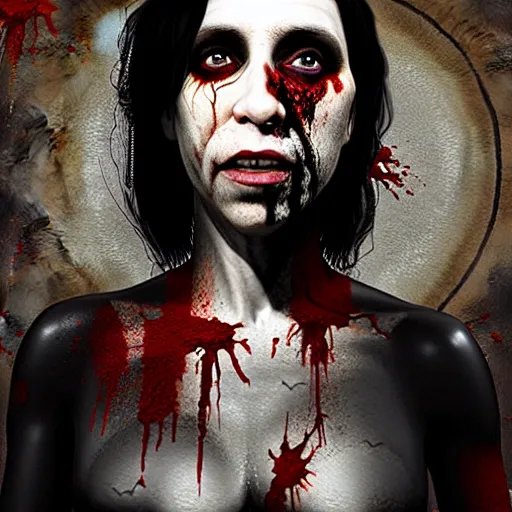 Image similar to pj harvey as a zombie, 7 days to die zombie, realistic proportions, fine art, award winning, intricate, elegant, sharp focus, cinematic lighting, digital painting, 8 k concept art, art by brom, art by guweiz and z. w. gu, art by michael hussar, 8 k