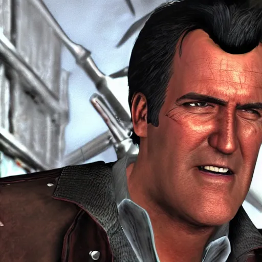 Prompt: a screenshot of bruce campbell in read dead redemption. 3 d rendering. unreal engine. amazing likeness. very detailed. cartoon caricature