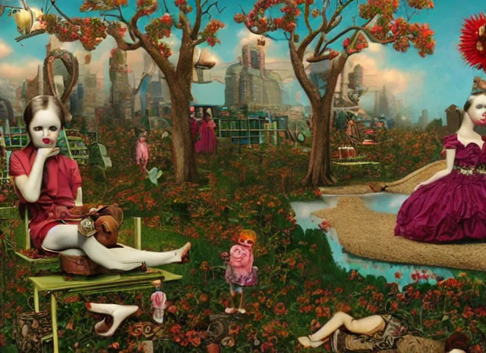 Image similar to the time breaking, lowbrow, matte painting, 3 - d highly detailed, in the style of mark ryden,