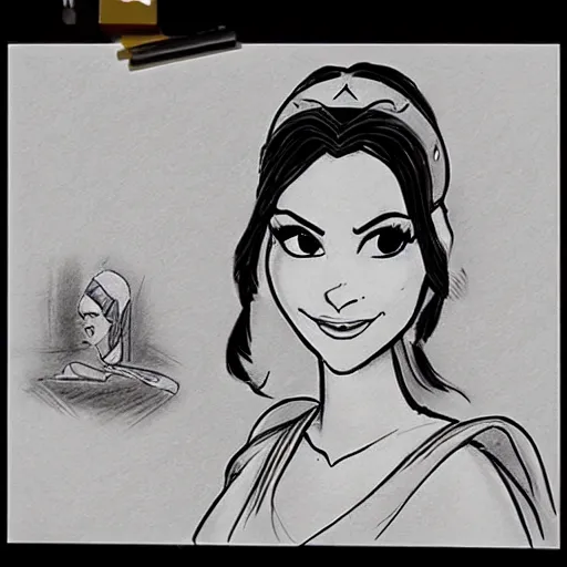 Image similar to milt kahl sketch of victoria justice as princess padme from star wars episode 3