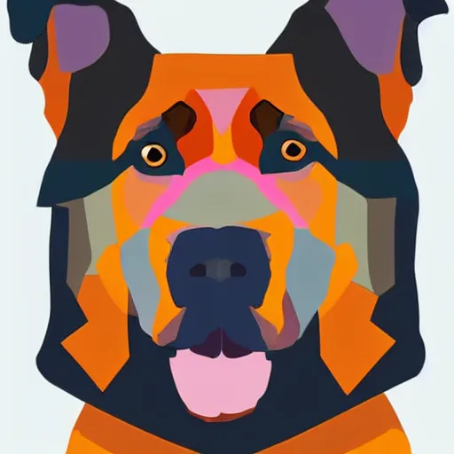 Image similar to cubist portrait of rottweiler german shepherd dog mix