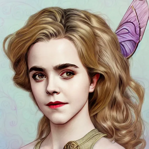 Image similar to Kiernan Shipka as Sabrina Spellman, cute, fantasy, intricate, elegant, highly detailed, digital painting, 4k, HDR, concept art, smooth, sharp focus, illustration, art by artgerm and H R Giger and alphonse mucha