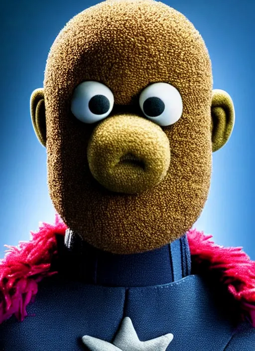 Image similar to studio portrait still of muppet!!!!! nick fury the winter soldier in avengers endgame!!!!!! as a muppet muppet as a muppet, 8 k, studio lighting, key light,