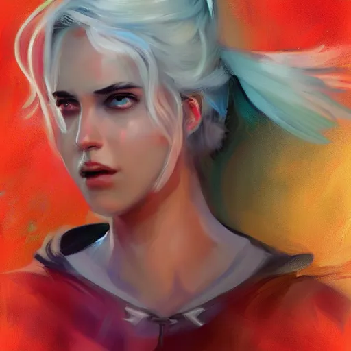 Prompt: Ciri at a rave, expressive oil painting, digital art