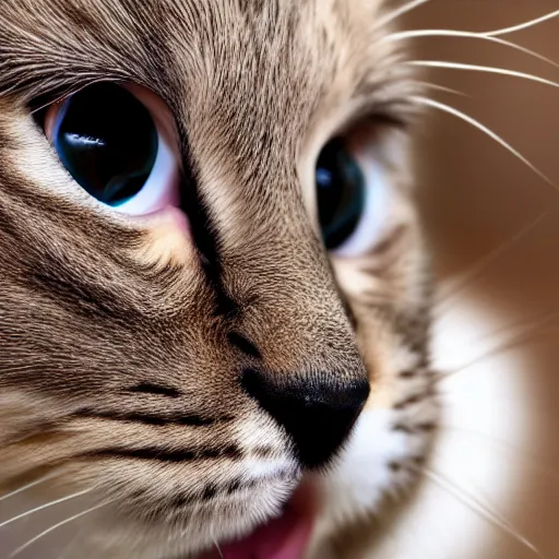 Prompt: A kitten meowing, closeup, 4k, super detailed